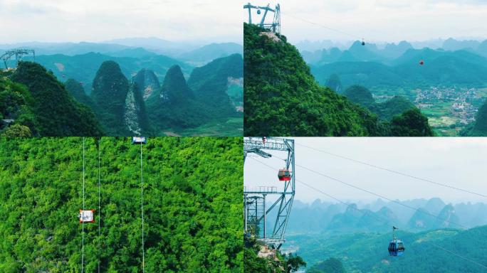 桂林山水中的缆车