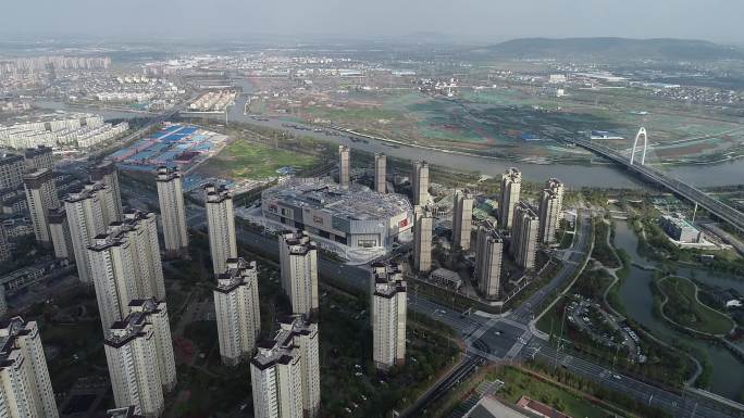 航拍江苏南京六合城市建筑群