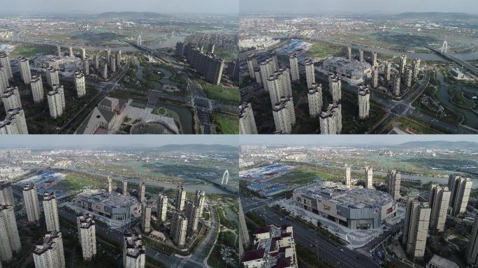 航拍江苏南京六合城市建筑群