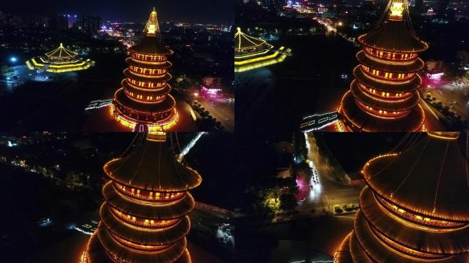 隋唐洛阳城国家遗址公园夜景航拍