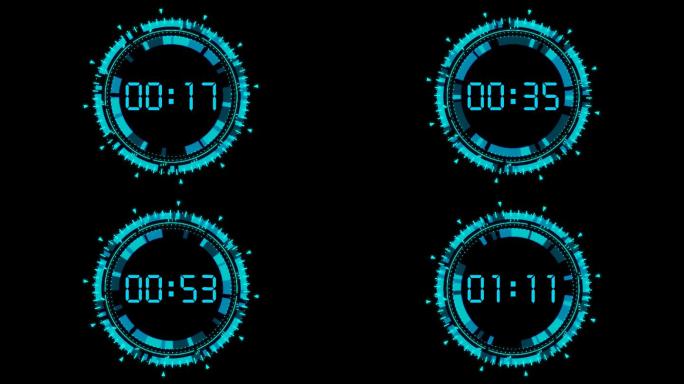 4K科技时钟圆环液晶90秒钟顺数计时