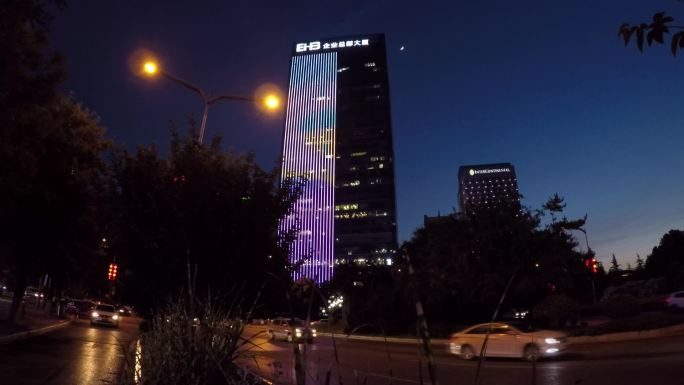 西安EHB企业总部大厦夜景高清素材