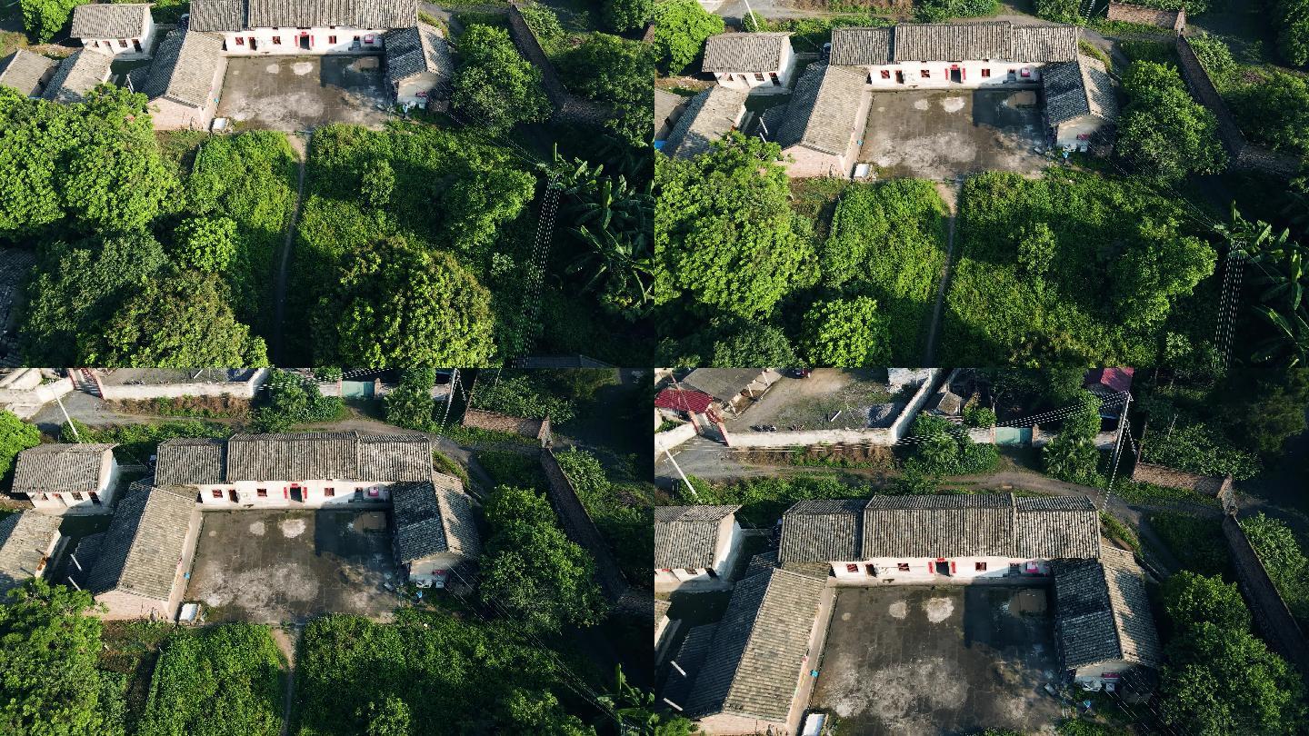 航拍广西南方农村老房子