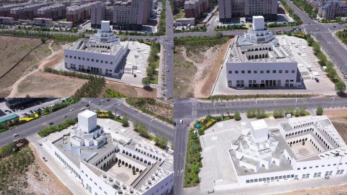4K-原素材-鄂尔多斯东胜清真寺航拍