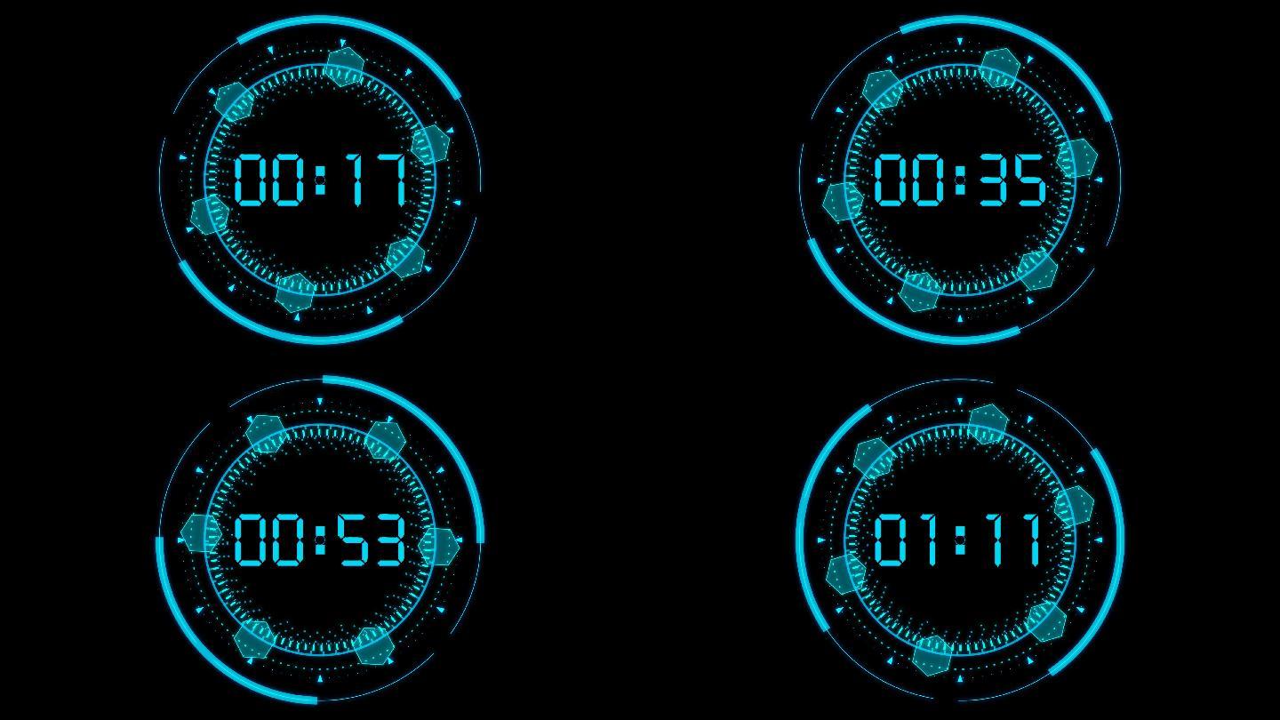 4K科技时钟圆环液晶90秒钟顺数计时2