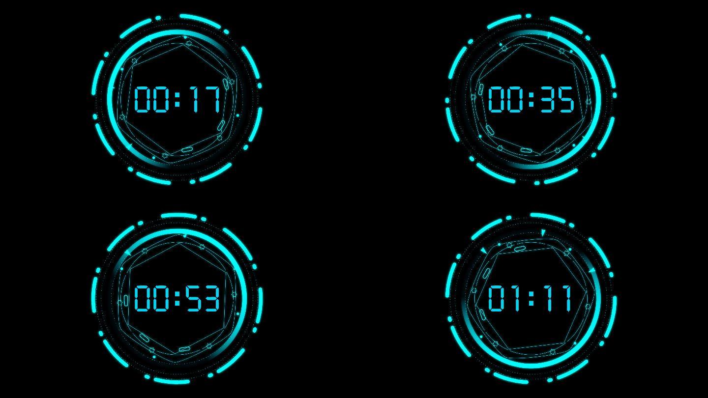 4K科技时钟圆环液晶90秒钟顺数计时3