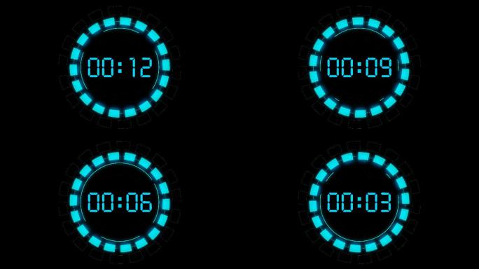 4K科技时钟圆环液晶15秒倒数计时