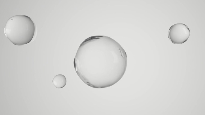 水珠汇聚水球化妆品补水抽象镜头黑白两色