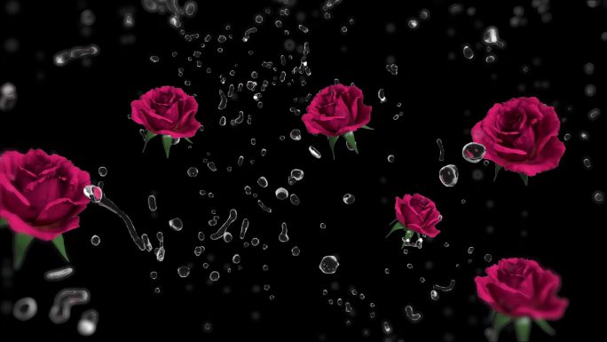 鲜花玫瑰泡在水里抽象镜头化妆品花镜头