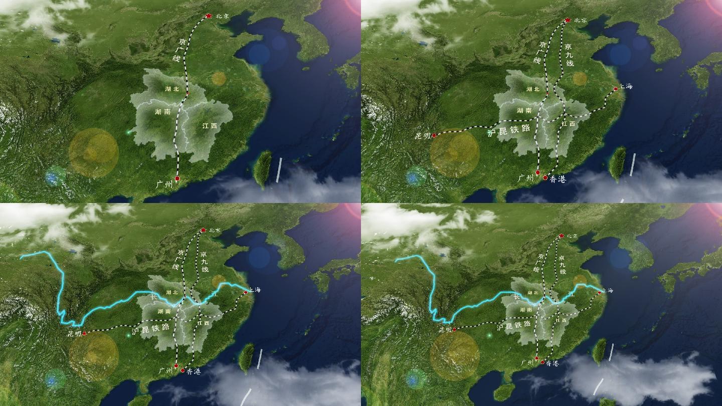 中国中部铁路线地图-AE模版