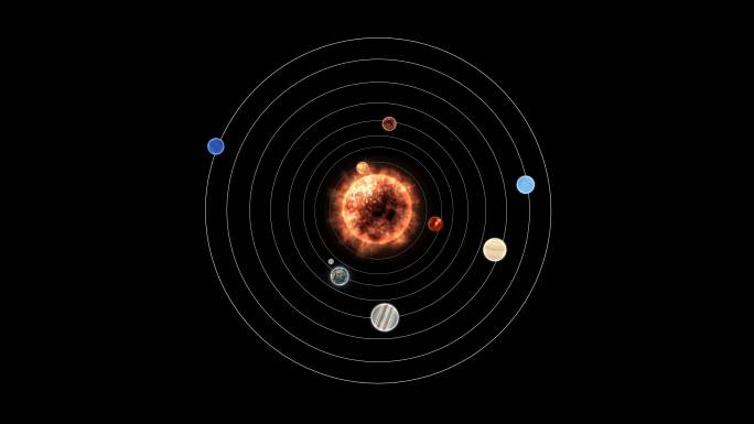 4K太阳系八大星系星球天体绕着轨