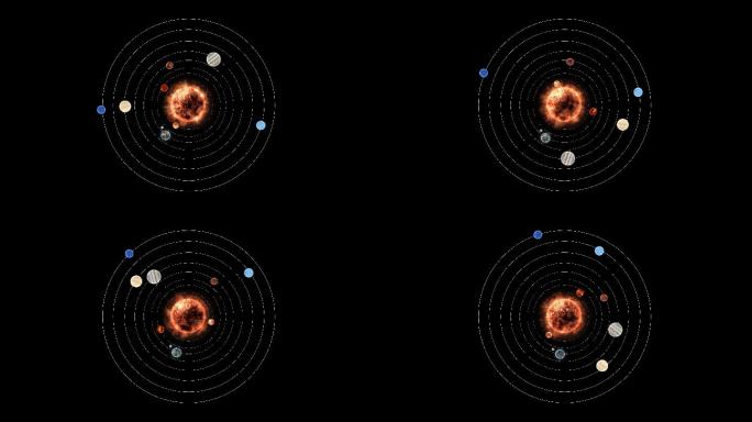 4K太阳系八大星系星球天体绕着轨