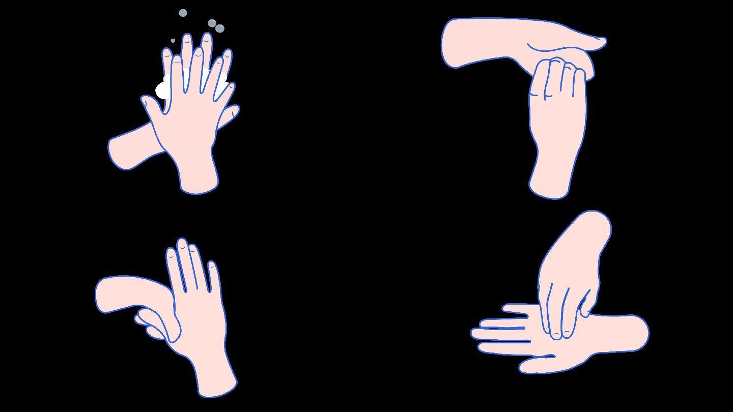 卡通动画MG七步洗手法科学洗手方法动画