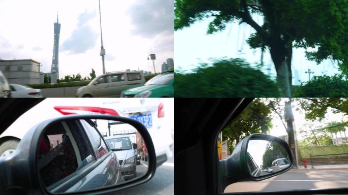 后视镜，车窗外风景4K视频素材