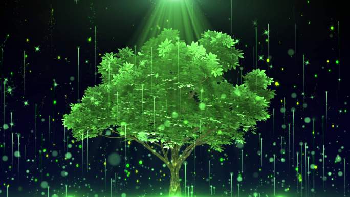 4K绿色荧光树背景循环