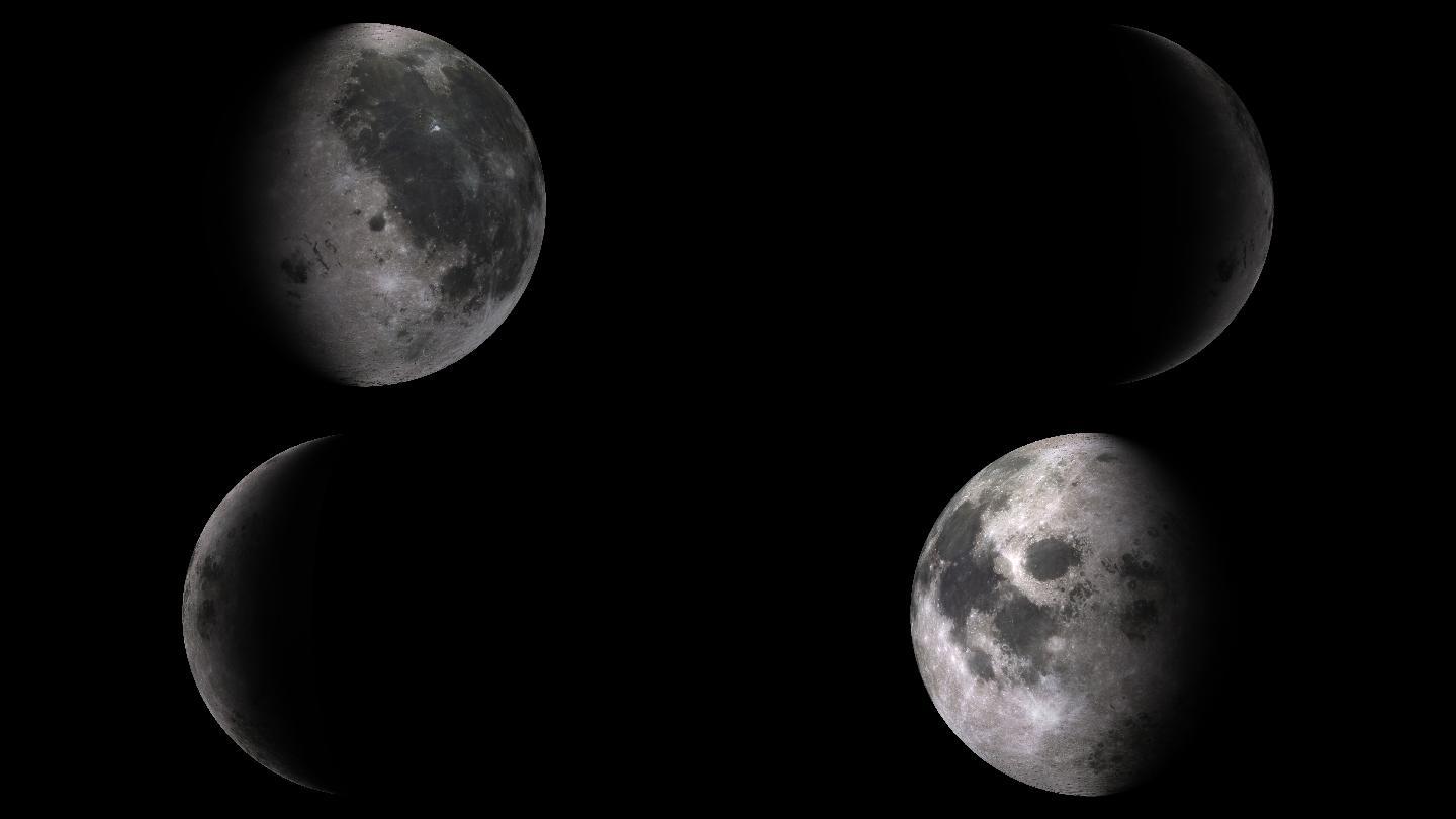 4K月球自转一周月食变化循环通道视频
