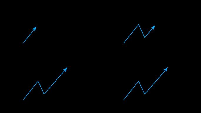 蓝色增长上升折线箭头