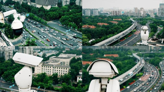 道路监控，俯拍北京车流，交通4k