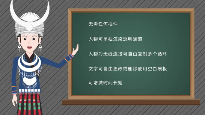 MG动画少数民族苗族女教师讲课讲解说员