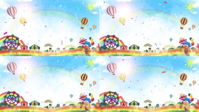 卡通彩虹游乐园LED背景视频-循环