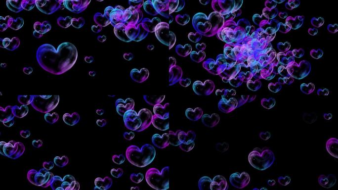 五彩斑斓爱心泡泡透明通道（4种姿势）