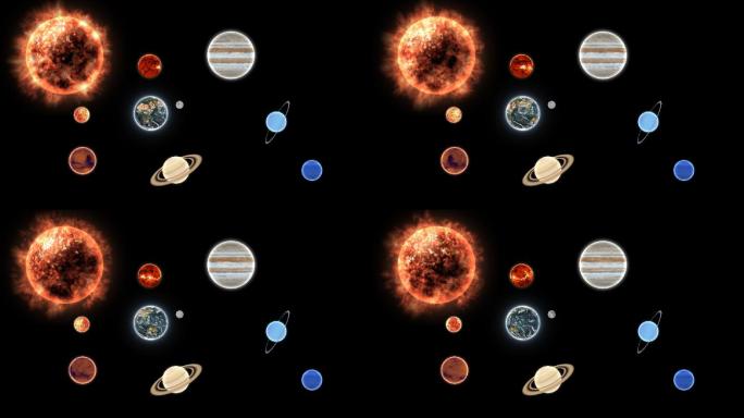 太阳系八大星系天体按轨道排列自转透明通道