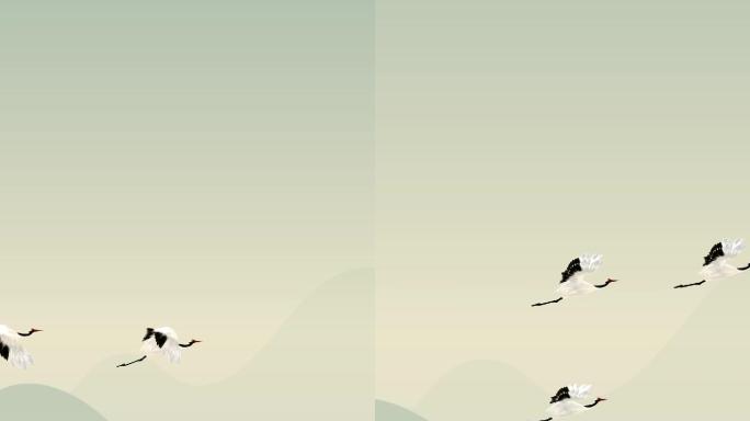 中国风山水白鹭动画背景视频