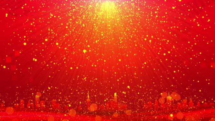 4K红色背景金色粒子视频12-无缝循环