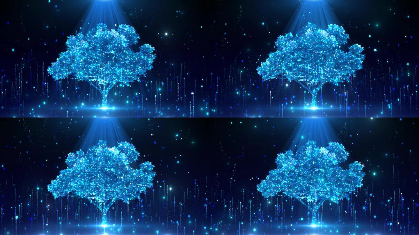4K蓝色粒子树舞台背景循环