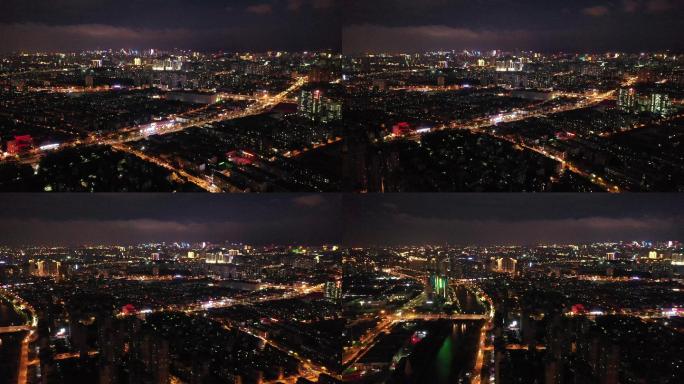 航拍济南城市夜景