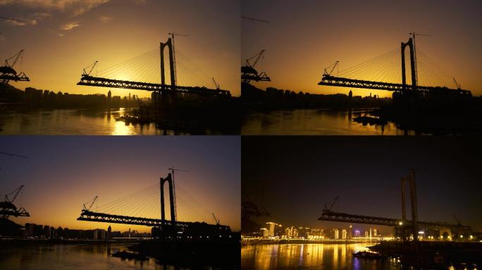 重庆红岩村大桥夕阳延时摄影