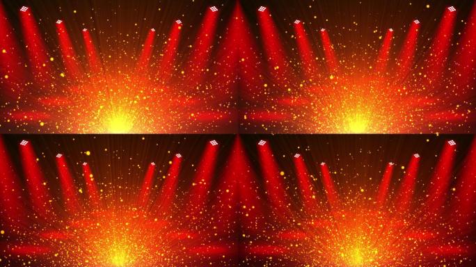 4K红色背景舞台聚光色粒子视频-无缝循环