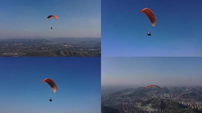 4K-原素材-滑翔伞翱翔蓝天
