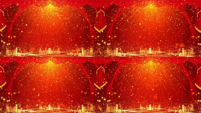 4K红色背景金色粒子视频17-无缝循环