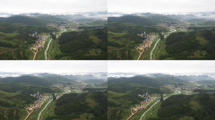 4K航拍农村森林树林远景空镜头