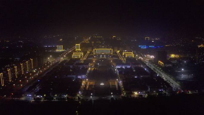 4K-原素材-单县夜景航拍