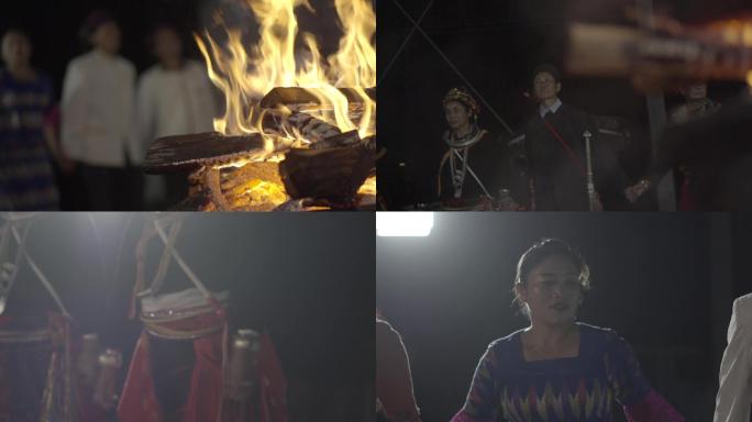 云南德宏景颇族火塘增歌舞