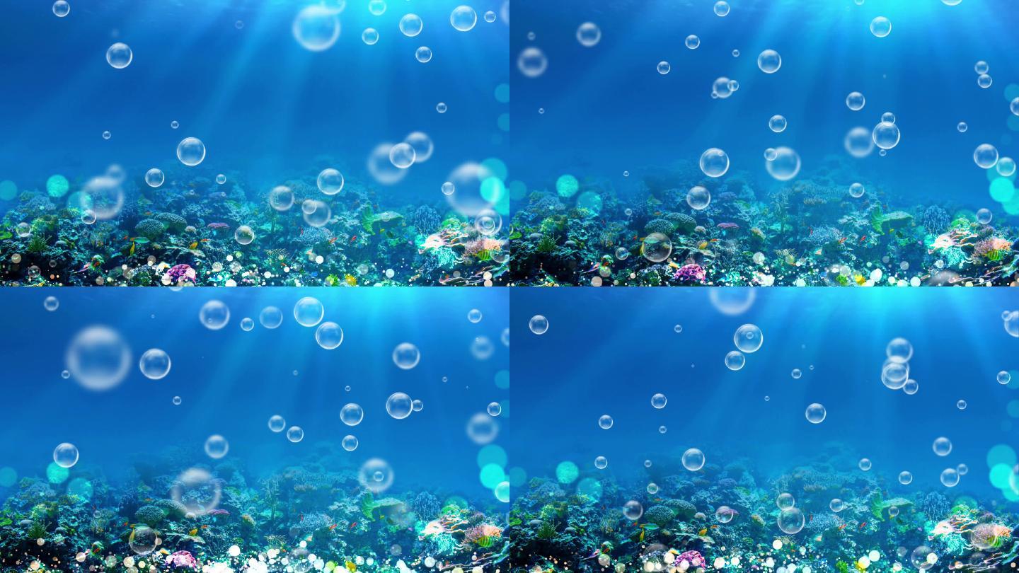 4K海底泡泡唯美背景循环