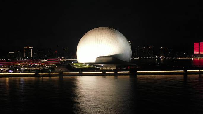 【高清航拍】珠海大剧院夜景