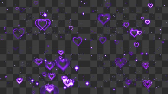 紫色心形粒子闪烁漂浮-alpha通道