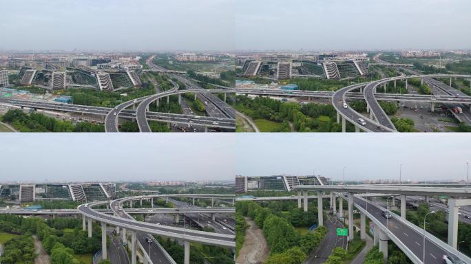 4K原素材-上海虹桥商务区地标建筑