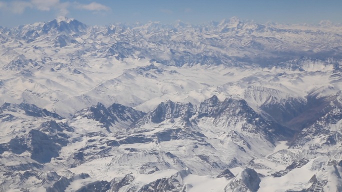 飞机上航拍喜马拉雅山脉