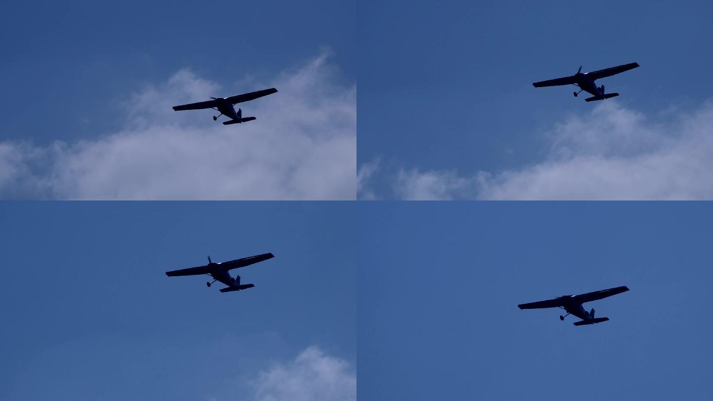 飞机飞行天空飞机飞过蓝天小型飞机