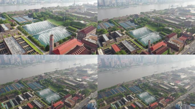 4K原素材-航拍上海杨浦区地标建筑景观