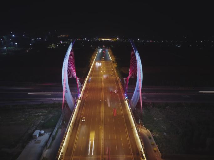 保定巨力大桥夜景航拍