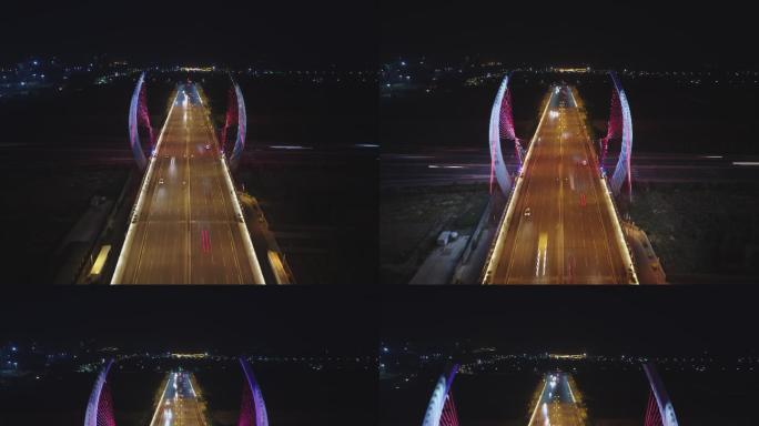 保定巨力大桥夜景航拍