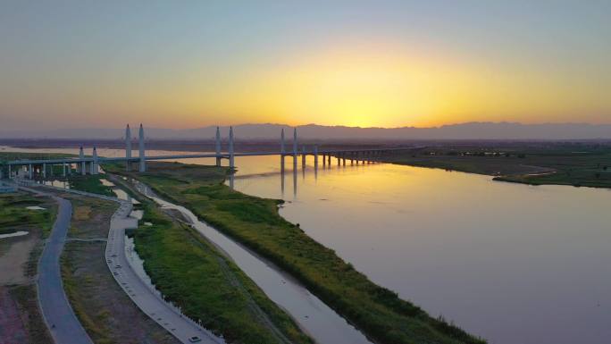 【原创·可商用】4K航拍宁夏滨河黄河大桥