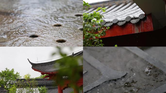 下雨素材雨水素材屋檐滴水、房檐滴水、下雨