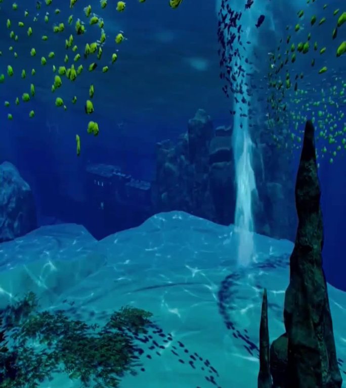 天幕大屏海底世界鱼群4K竖屏