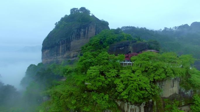 武夷山白云禅寺御景峰航拍素材